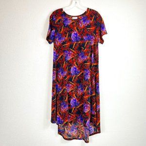 LULAROE CARLY SIZE MEDIUM SWING DRESS HIGH-LOW HEMLINE PATCH POCKET